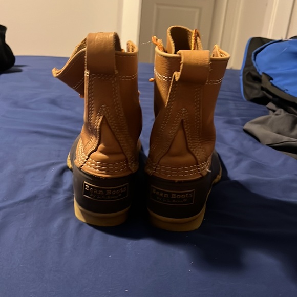 LL Bean Womens Duck Boots 6 Eye Tan Brown Unlined Made In USA Size 7 m - Picture 4 of 5